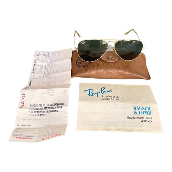 Authentic Vintage Ray-Ban Aviator Sunglasses With Orignal Case, Receipt & More - Picture 2 of 16